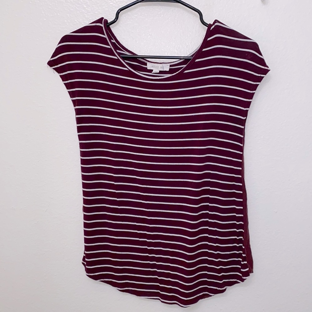 Burgundy & cream striped blouse. Size XSmall.